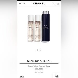 CHANEL Bleu de Chanel Twist and Spray 3x0.7 fl oz NIB Never Opened